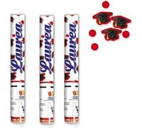 3X Cannone Tubo Sparacoriandoli LA MIA Laurea coriandoli Rossi e Cappello Laurea (Tocco), per Compleanno, Anniversario, promessa, Matrimonio, Matrimonio Civile, Laurea, Feste o Party