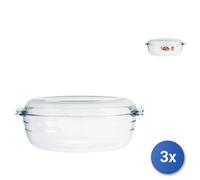 3x Casseruole Ovali Con Coperchi Ocuisine Litri 3 Trasparente Pyrex