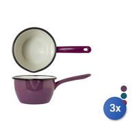 3x Casseruole smaltata con beccuccio e diametro di cm 14