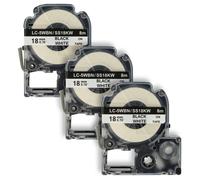 3x Cassetta per Epson LabelWorks LW-1000P LW-600P LW-500 LW-400 nero-bianco