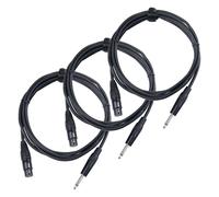 3x Cavi Microfono Set Audio XLR Femmina 3 Poli Jack 1/4 6.35mm Mixer Nero 2.5m