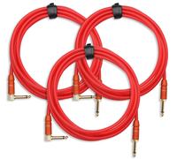 3x CAVO CHITARRA ELETTRICO AMPLIFICATORE MONITORE AUDIO CONNECTTORE JACK ROSSO