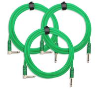 3x Pronomic Trendline INST-A-3NG Cavo jack 3m (Cavo professionale per chitarra/strumento, jack 6,3mm, placcato oro 24 carati, guaina esterna flessibile e robusta, in ascia a strappo) verde