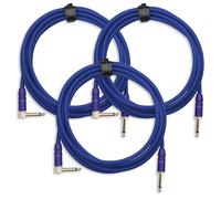 3x Cavo Chitarra Elettrico Amplificatore Monitore Tastiera 6,35mm Jack Azul 3m
