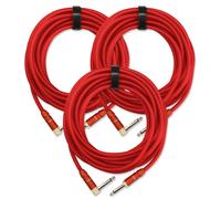 3x CAVO CHITARRA ELETTRICO AMPLIFICATORE MONITORE TASTIERA 6,35MM JACK ROSSO 6M