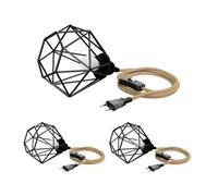 3x cavo di canapa / cavo tessile LEKA interruttore a spina beige 3 m presa [EEK: E]