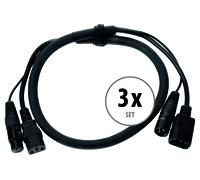 3x Cavo Ibrido Doppio Combinato Alimentazione Segnale DMX IEC XLR Luce 1m SET