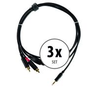 3x Cavo RCA Jack Stereo 3,5mm Professionale Audio Connettori Dorrati Cassa 1,5m