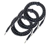 3x Cavo Strumenti Chitarra Basso Amplificatore Jack Maschio 6,3mm in Tessuto 6m