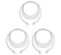 ledscom.de 3 pezzi cavo tessile, 3 m, bianco, 2 x 0,75 mm², guaina tessile H03VV-F