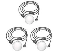 3x cavo tessile LEHA interruttore a spina nero 3 m attacco lampada 1x E27 max.