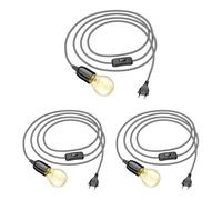 3x cavo tessile LEHA interruttore a spina nero bianco frastagliato 3 m presa [EEK: E]