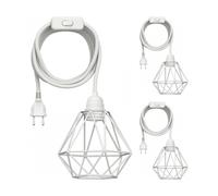 3x cavo tessile LEKA interruttore a spina bianco 3 m attacco lampada 1x E27 max.