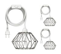 3x cavo tessile LEKA interruttore a spina bianco 3 m attacco lampada 1x E27 max.