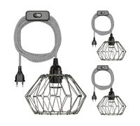 3x cavo tessile LEKA interruttore a spina nero bianco seghettato 3 m presa