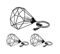 3x cavo tessile LEKA interruttore a spina nero bianco seghettato 3 m presa