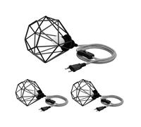 3x cavo tessile LEKA interruttore a spina nero bianco seghettato 3 m presa