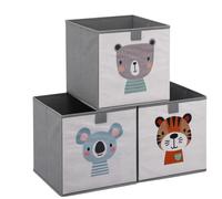 Navaris Ceste Porta Giochi Bambini - Set di 3 Cesta Contenitore Portagiochi - Cubi Contenitori 28 x 28 x 28 cm - Cesto Organizer per Cameretta - Scatole per Giocattoli - Beige