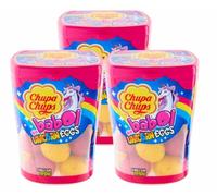 3X Chupa Chups Big Babol Unicorn Eggs Gomme Ripiene ai Gusti Mirtillo, Fragola e Banana 90g