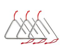3x Classic Cantabile Triangolo con Battente - Triangolo in Acciaio per Bambini e Educazione Musicale Precoce - Strumento a Percussione da 10 cm (4") con Battente - Ideale per Asilo