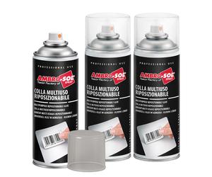 3x Colla Riposizionabile Spray Adesivo Multiuso Auto Tessuti Legno Gomma 400 ml