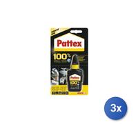 3x Collante Pattex 100%, modello 1597162, trasparente, per incollaggi forti e