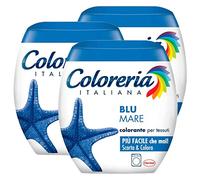 3x Coloreria Italiana Colorante per Tessuti in Lavatrice Colore Blu Mare Formula Tutto in Uno - 3 Confezioni Monodose da 350 g