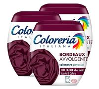 3x Coloreria Italiana Colorante per Tessuti in Lavatrice Colore Bordeaux Avvolgente Formula Tutto in Uno - 3 Confezioni Monodose da 350 g
