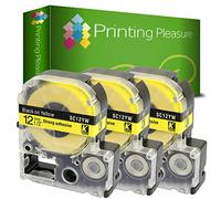 3x Compatibile AC12YW Nero su Giallo (12mm x 8m) Cassetta Nastro per Epson LabelWorks LW-300, LW-400, LW-500, LM-700, LW-900P, OK200, OK300, OK500P, OK720, OK900P, KingJim TepraPro Etichettatrici