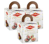 3X Condorelli Ovetti di Cioccolato al Latte e Fondenti Ripieni con Crema al Pistacchio, Gianduia e Arancia in Scatola Cubo 120g
