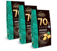 3X Confetti Crispo 70% Cacao Ananas Ricoperto di Finissimo Cioccolato Extra Fondente 130g
