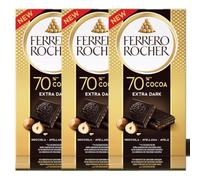 3X Confezione per Ferrero Rocher Tavoletta Extra Dark, 70% Cacao con Nocciola, 3x90g