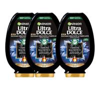 3X Confezione per Garnier Ultra Dolce Carbone Magnetico, Balsamo Purificante e Idratante, 97% Origine Naturale, per Cute Grassa e Lunghezze Secche, Senza Siliconi, 250 ml