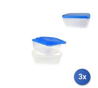 3x Contenitori Service Rettangolari 1,8lt Azzurro Giganplast