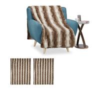 3x Coperta pelosa pelliccia finta ecopelliccia plaid divano morbida decorativa