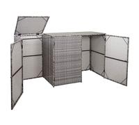 3x copribidoni box spazzatura rifiuti HWC-E25 66x195x110cm acciaio polyrattan grigio