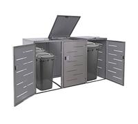 3x copribidoni box spazzatura rifiuti HWC-E83 98x212x116cm acciaio inox