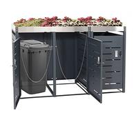 3x copribidoni box spazzatura rifiuti HWC-H40b 62x175x110cm acciaio zincato