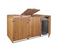3x copribidoni box spazzatura rifiuti HWC-H74 98x238x126cm legno abete marrone