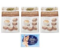 3x Crich Wafer con Crema al Cappuccino,Waffle Wafers snack dolci Busta da 250g + 1 Confezione di Talco Felce Azzurra in omaggio, Busta da 100g
