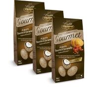 3X Crispo Ovetti Confettati Gourmet Cioccolato Fondente al Gusto Biscotto e Caramello 150g