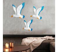 3x Decorazione murale a forma di gabbiano con uccelli in volo e figure