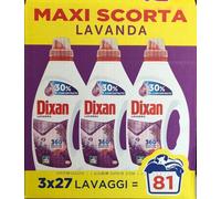 3x Dixan Detersivo Liquido per Bucato Lavanda da 27 Lavaggi Maxi Scorta 1,350 lt