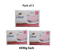 3X Dove Delicious Care Latte Di Cocco Sapone In Barrette 4X90G (12 Saponi)
