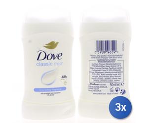 3x Dove Deodorante Stick 50 Ml. Classic
