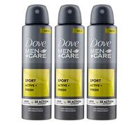 3x Dove Men+Care Deodorante Spray Sport Active + Fresh 48h 0% Alcol Antitraspirante - 3 Flaconi da 150ml
