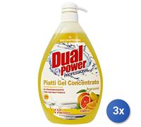 3x Dual Power Piatti 1000 Ml. Dispenser Concentrato Agrumi