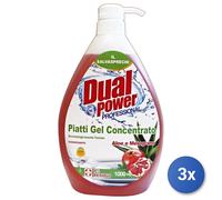 3x Dual Power Piatti 1000 Ml. Dispenser Concentrato Aloe/Melograno