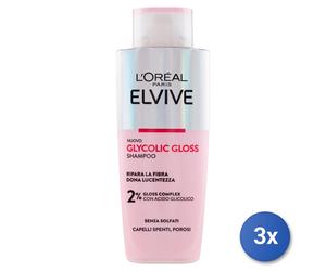 3x Elvive Shampoo 200 Ml. Glycolic Gloss