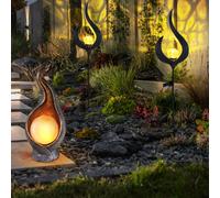 3x Esterni Lampada Solare a Spiedo LED Flammen-Optik Giardino Terrazza Sfera [EEK: Nicht bewertet]